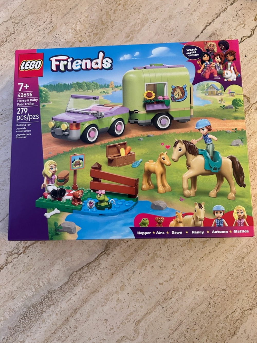 NEW 🆕 Lego 42695 Friends Horse & Foal Trailer Playset - Green & Purple